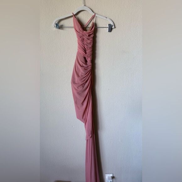 Michael Costello x REVOLVE Follie Maxi Pink Dress Gown Mesh Halter Size XS - Picture 14 of 16